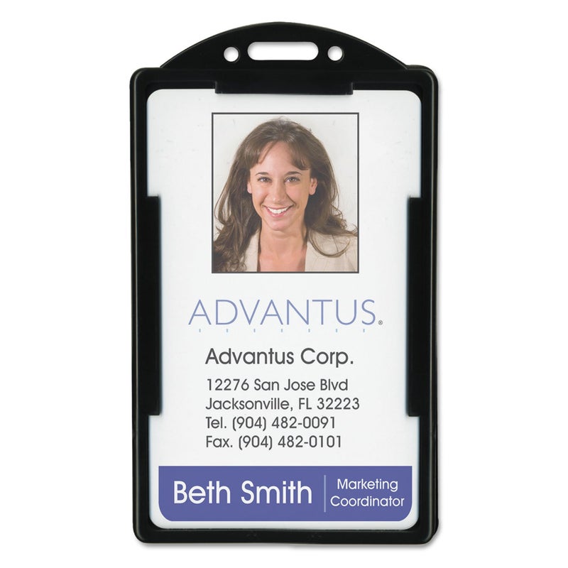 Advantus 75657 Vertical ID Card Holders, 2 1/8 x 3 3/8, Black, 25 per Pack - Image 1